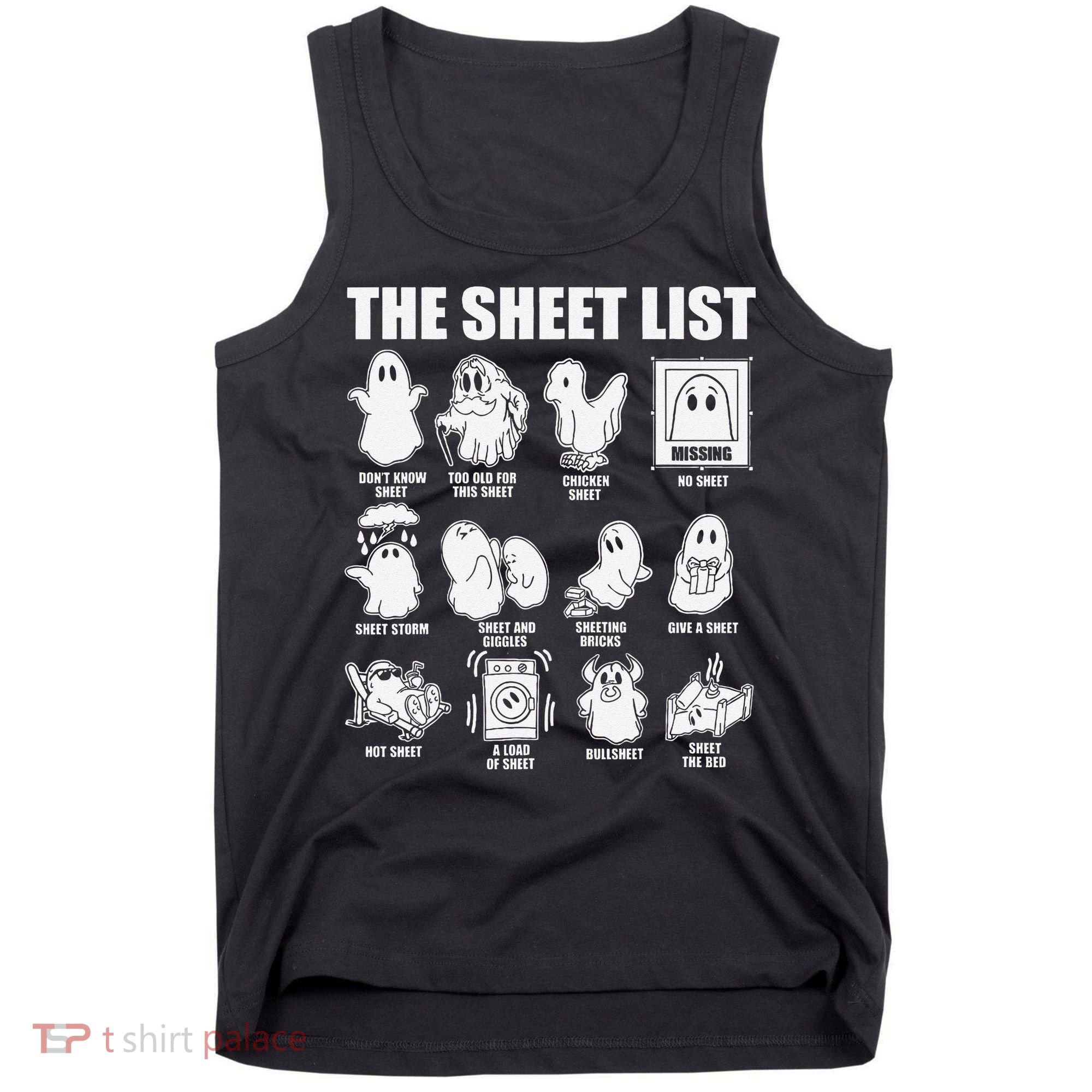 The Sheet List Halloween Funny Boo Sheet Ghost Halloween Tank Top