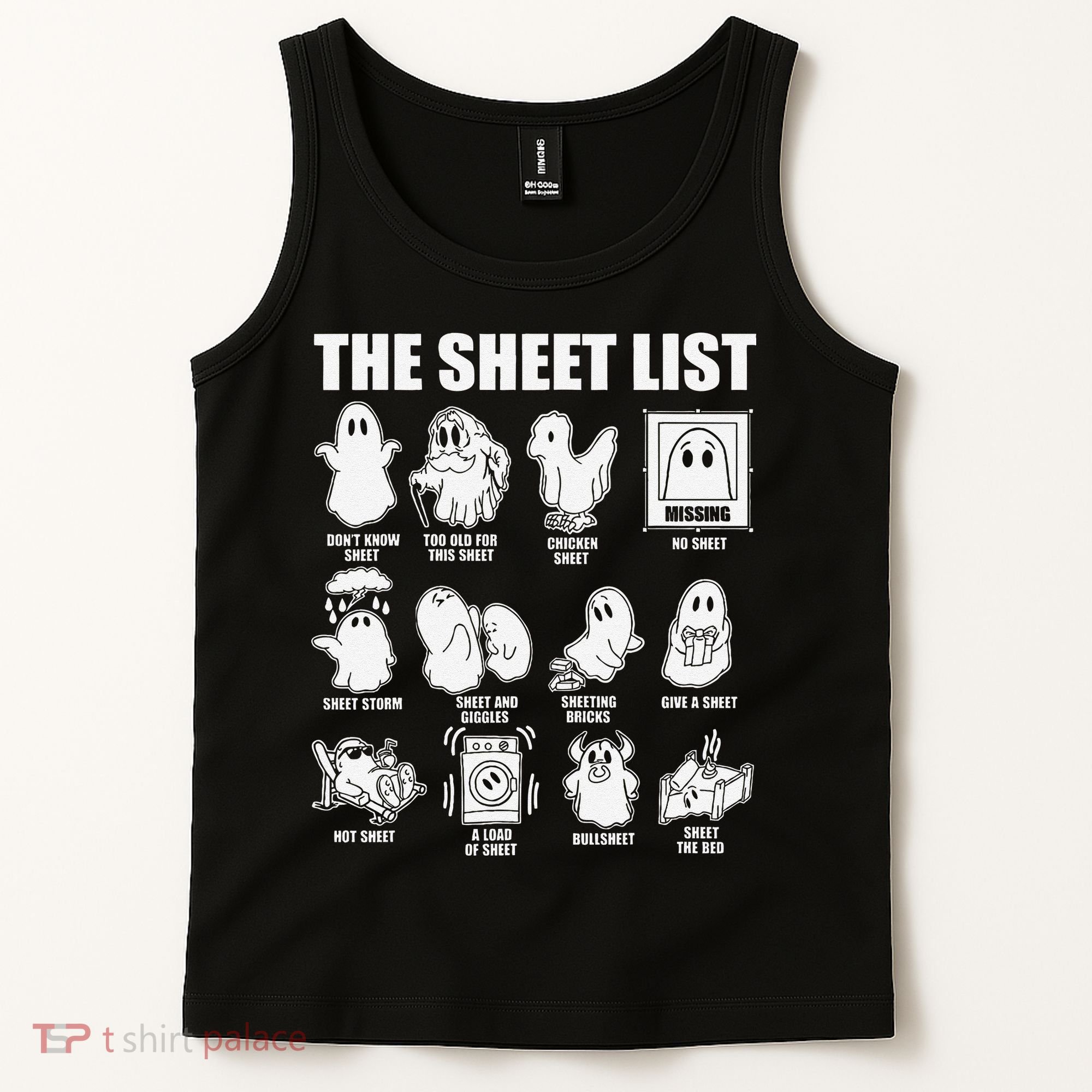 The Sheet List Halloween Funny Boo Sheet Ghost Halloween Tank Top