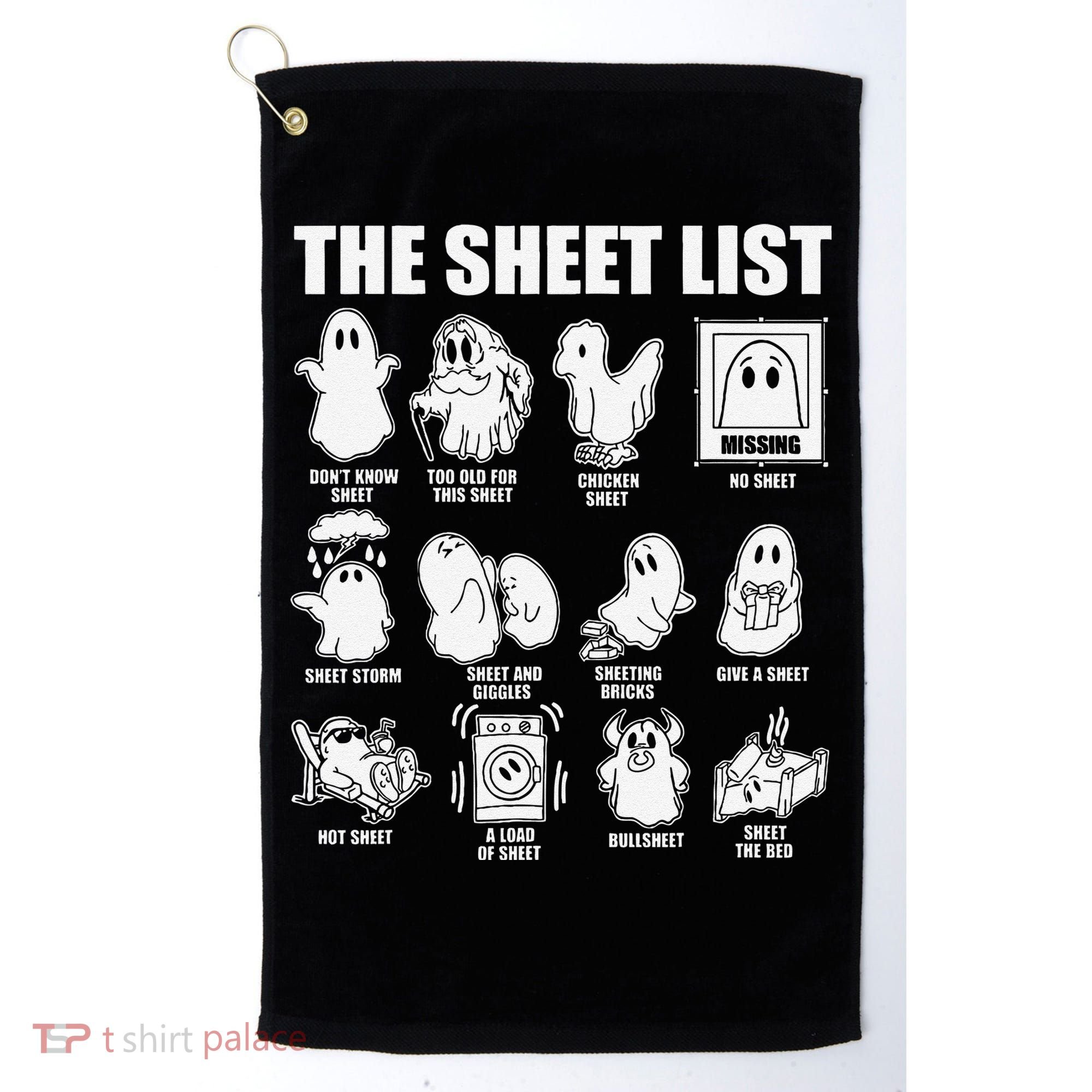 The Sheet List Halloween Funny Boo Sheet Ghost Halloween Golf Towel