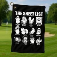 The Sheet List Halloween Funny Boo Sheet Ghost Halloween Golf Towel thumb 1