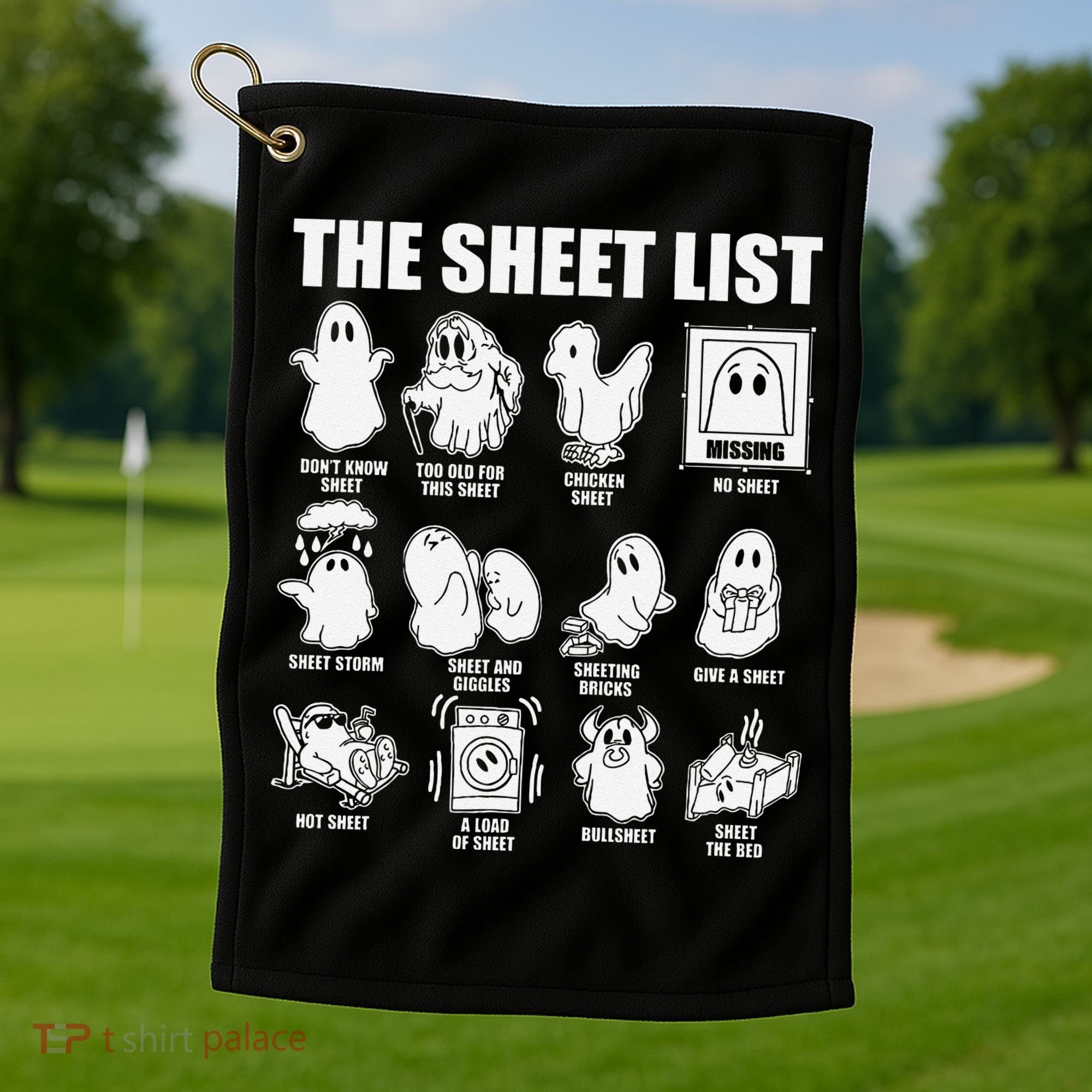 The Sheet List Halloween Funny Boo Sheet Ghost Halloween Golf Towel