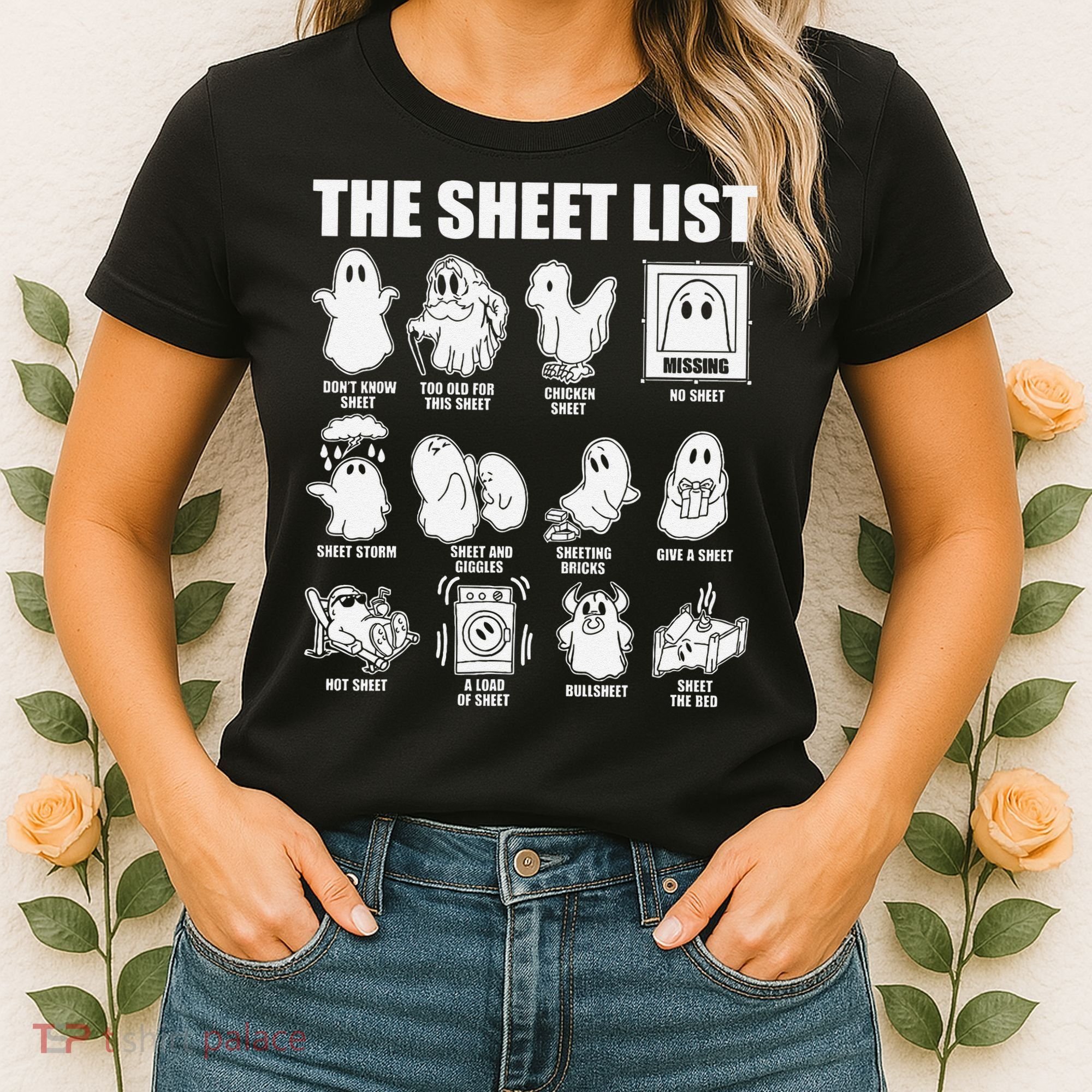 The Sheet List Halloween Funny Boo Sheet Ghost Halloween Women's T-Shirt