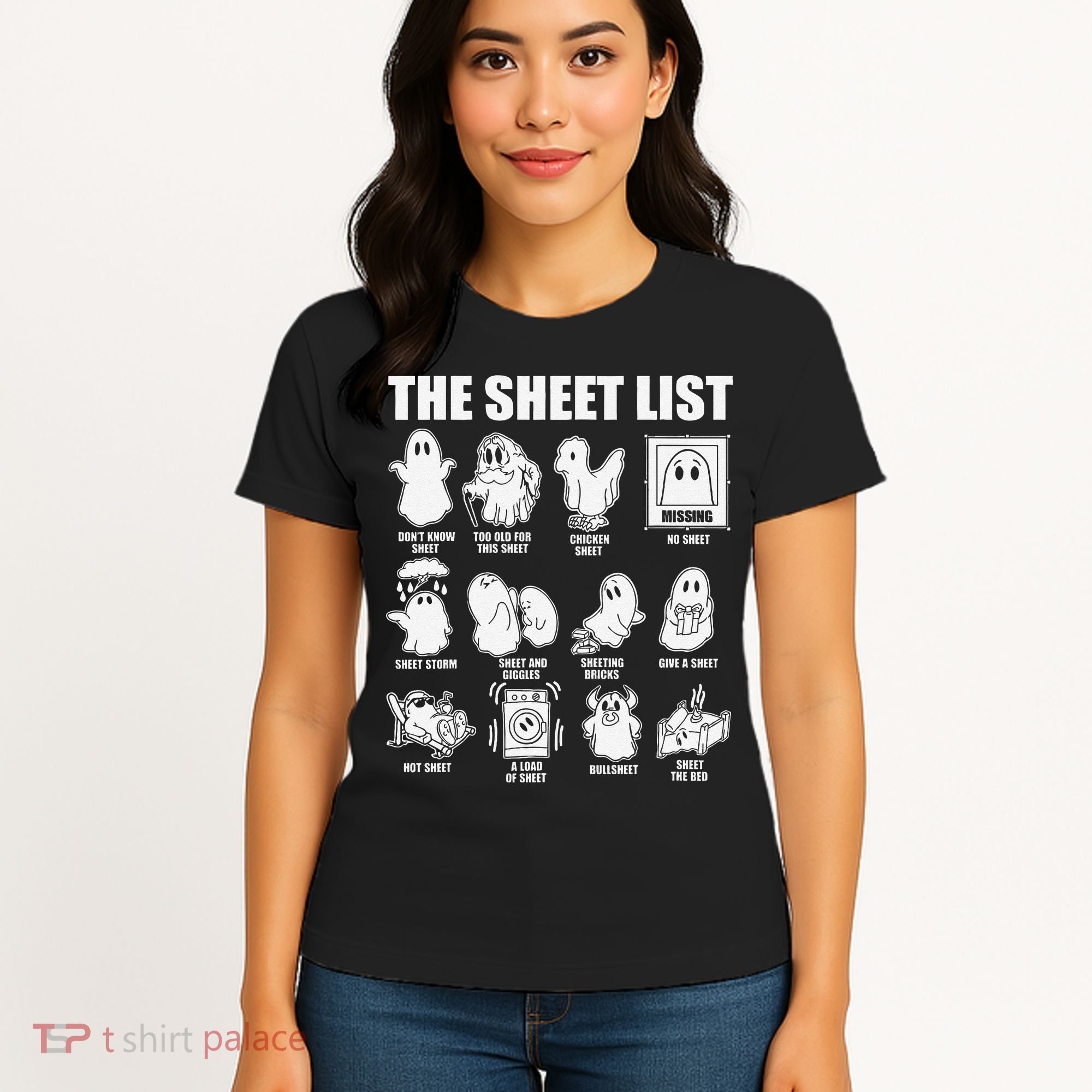 The Sheet List Halloween Funny Boo Sheet Ghost Halloween Women's T-Shirt