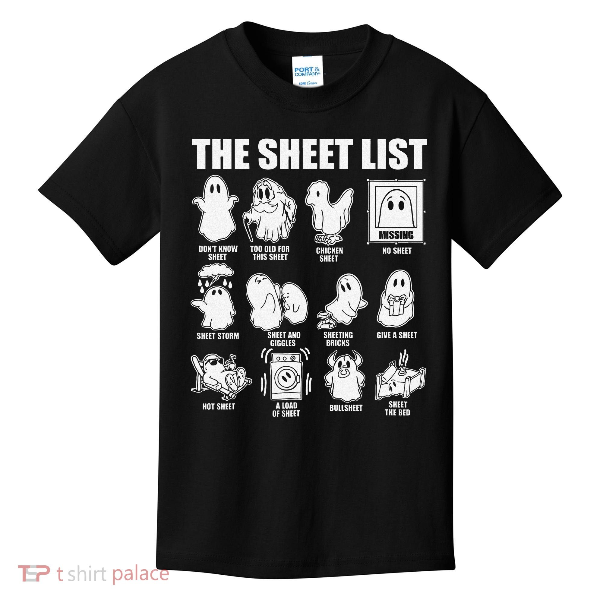 The Sheet List Halloween Funny Boo Sheet Ghost Halloween Kids T-Shirt