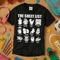The Sheet List Halloween Funny Boo Sheet Ghost Halloween Kids T-Shirt thumb 3