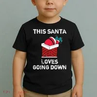 This Santa Loves Going Down Funny Christmas Toddler T-Shirt thumb 2
