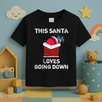 This Santa Loves Going Down Funny Christmas Toddler T-Shirt thumb 3