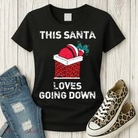This Santa Loves Going Down Funny Christmas Women's T-Shirt thumb 3