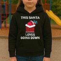 This Santa Loves Going Down Funny Christmas Kids Hoodie thumb 3