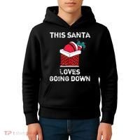 This Santa Loves Going Down Funny Christmas Kids Hoodie thumb 4
