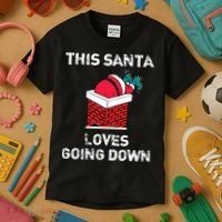 This Santa Loves Going Down Funny Christmas Kids T-Shirt thumb 3