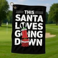 This Santa Loves Going Down Golf Towel thumb 1