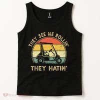 They See Me Rollin They Hatin Golfer Funny Golf Cart Tank Top thumb 2