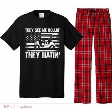 They See Me Rollin Hatin Funny Golf Pajama Set
