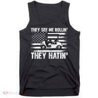They See Me Rollin Hatin Funny Golf Tank Top thumb 0