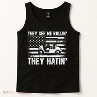 They See Me Rollin Hatin Funny Golf Tank Top thumb 2