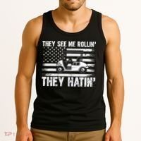 They See Me Rollin Hatin Funny Golf Tank Top thumb 3