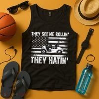 They See Me Rollin Hatin Funny Golf Tank Top thumb 4