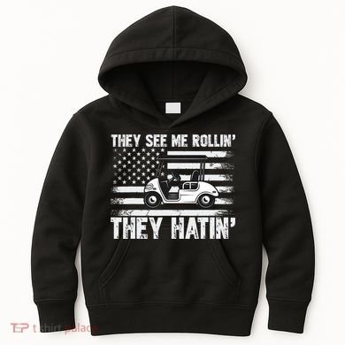They See Me Rollin Hatin Funny Golf Kids Hoodie