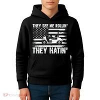 They See Me Rollin Hatin Funny Golf Kids Hoodie thumb 4