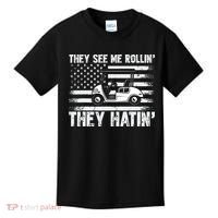 They See Me Rollin Hatin Funny Golf Kids T-Shirt thumb 0