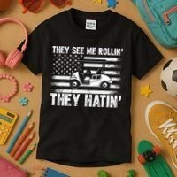 They See Me Rollin Hatin Funny Golf Kids T-Shirt thumb 3