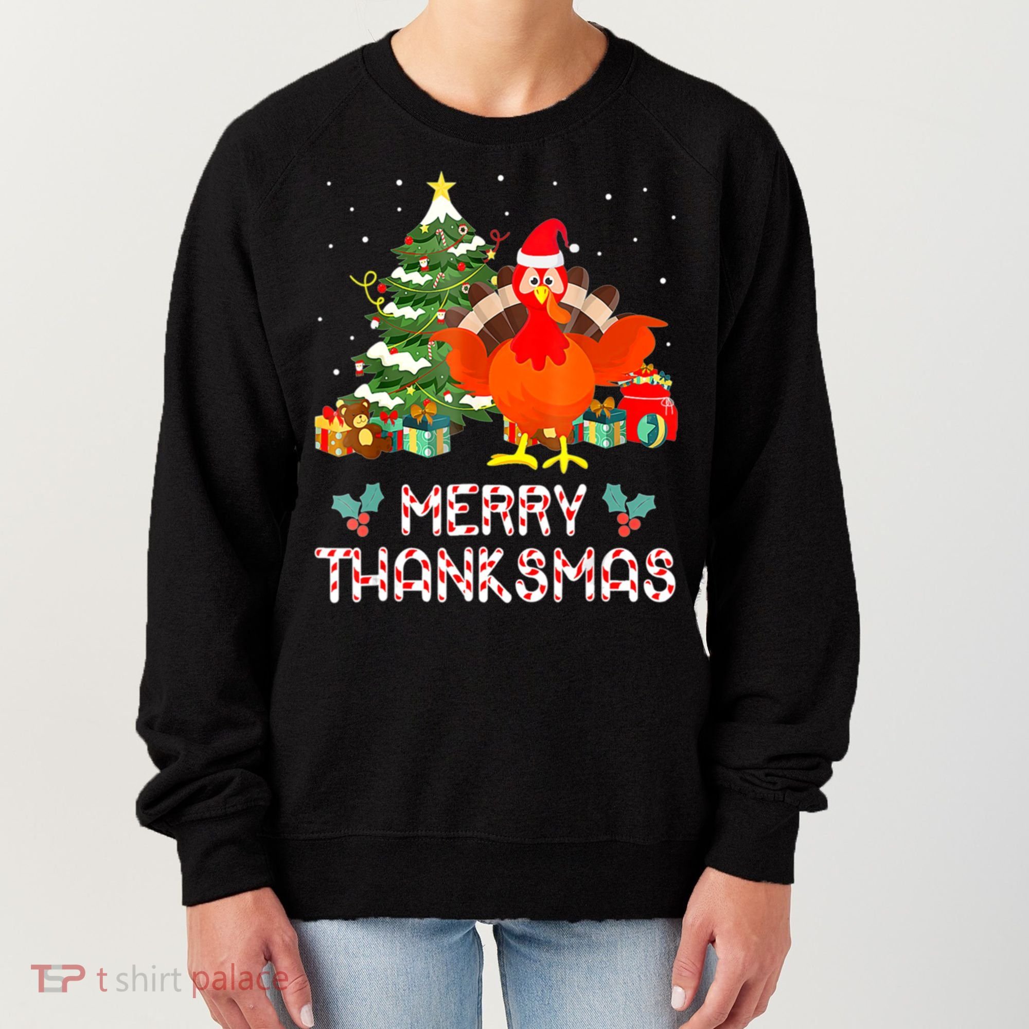Turkey Santa Merry Thanksmas Christmas Thanksgiving Women's Sweatshirt