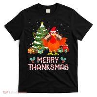 Turkey Santa Merry Thanksmas Christmas Thanksgiving T-Shirt thumb 0