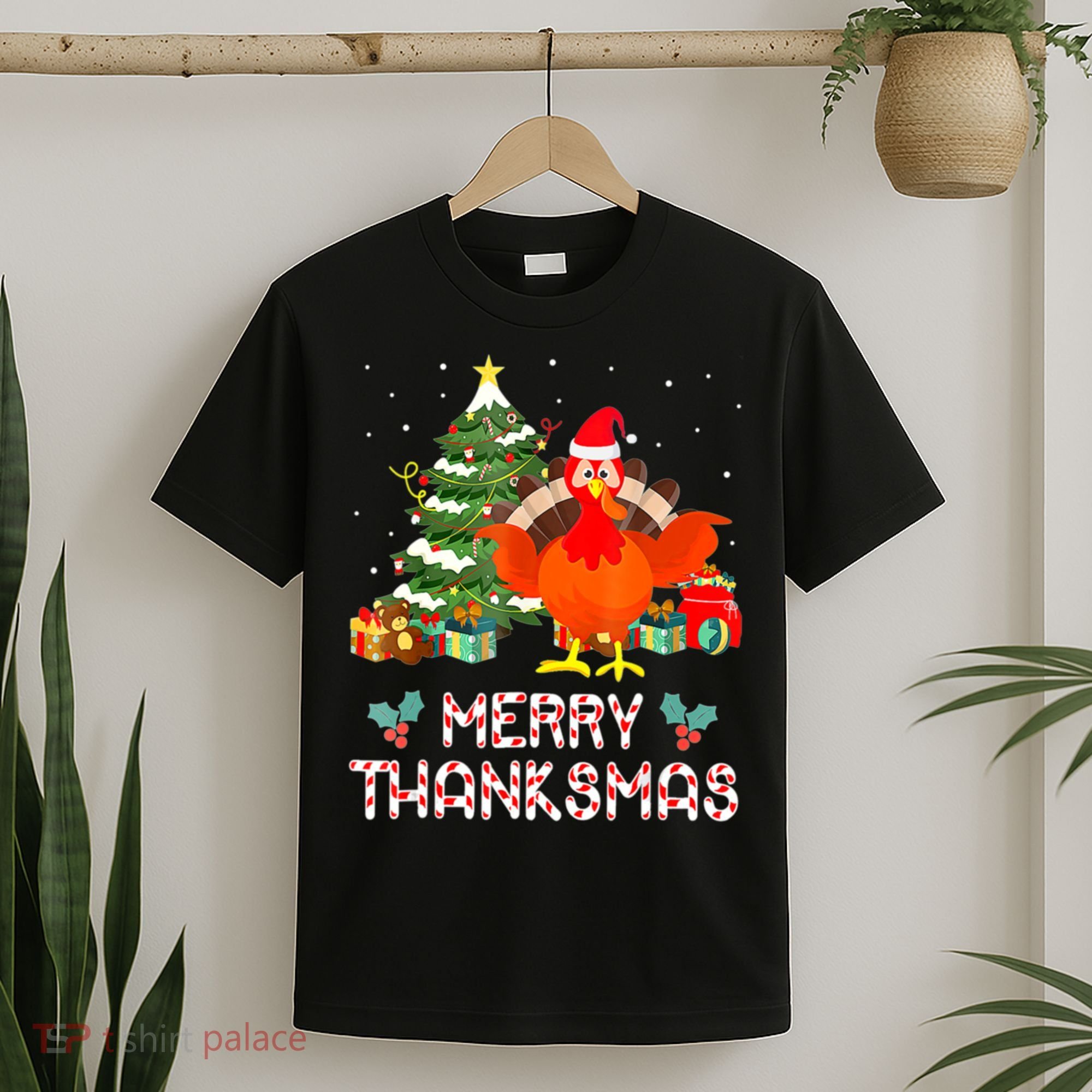 Turkey Santa Merry Thanksmas Christmas Thanksgiving T-Shirt