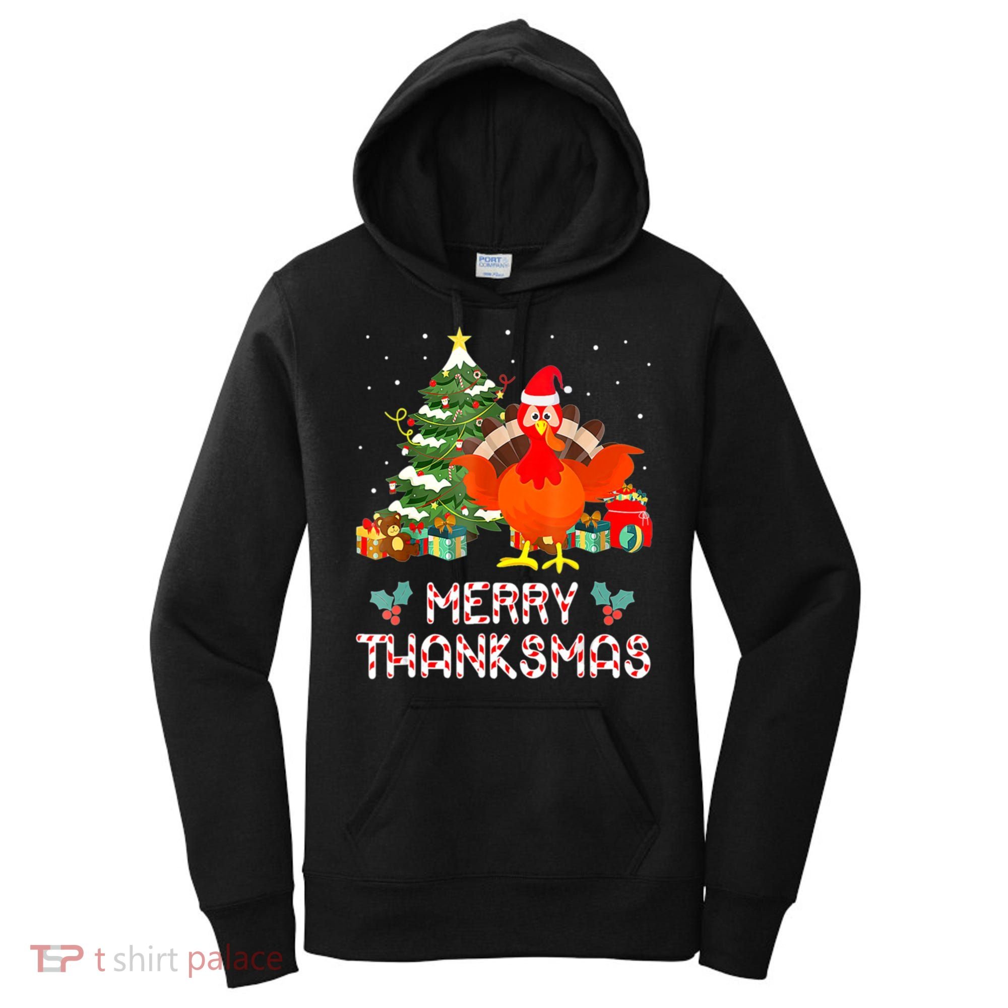 Turkey Santa Merry Thanksmas Christmas Thanksgiving Women's Hoodie