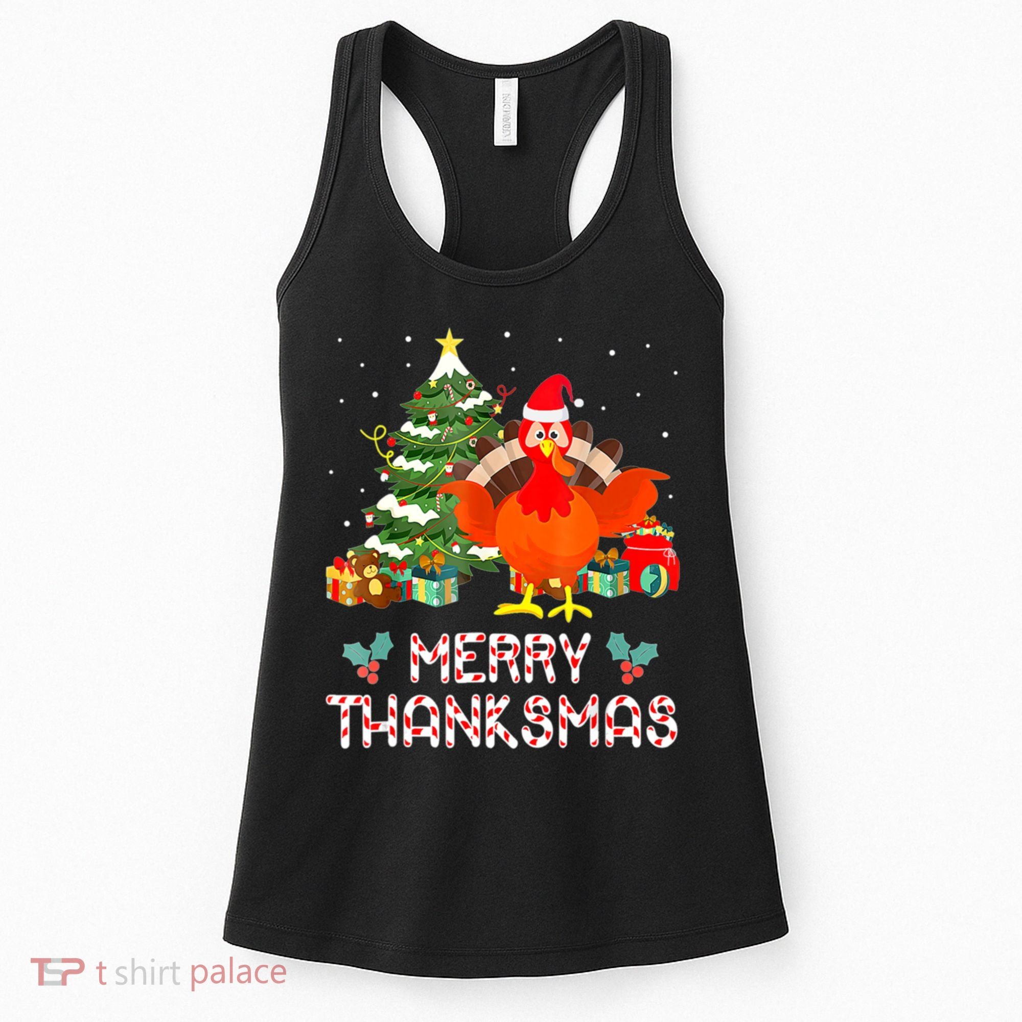 Turkey Santa Merry Thanksmas Christmas Thanksgiving Women's Tank Top