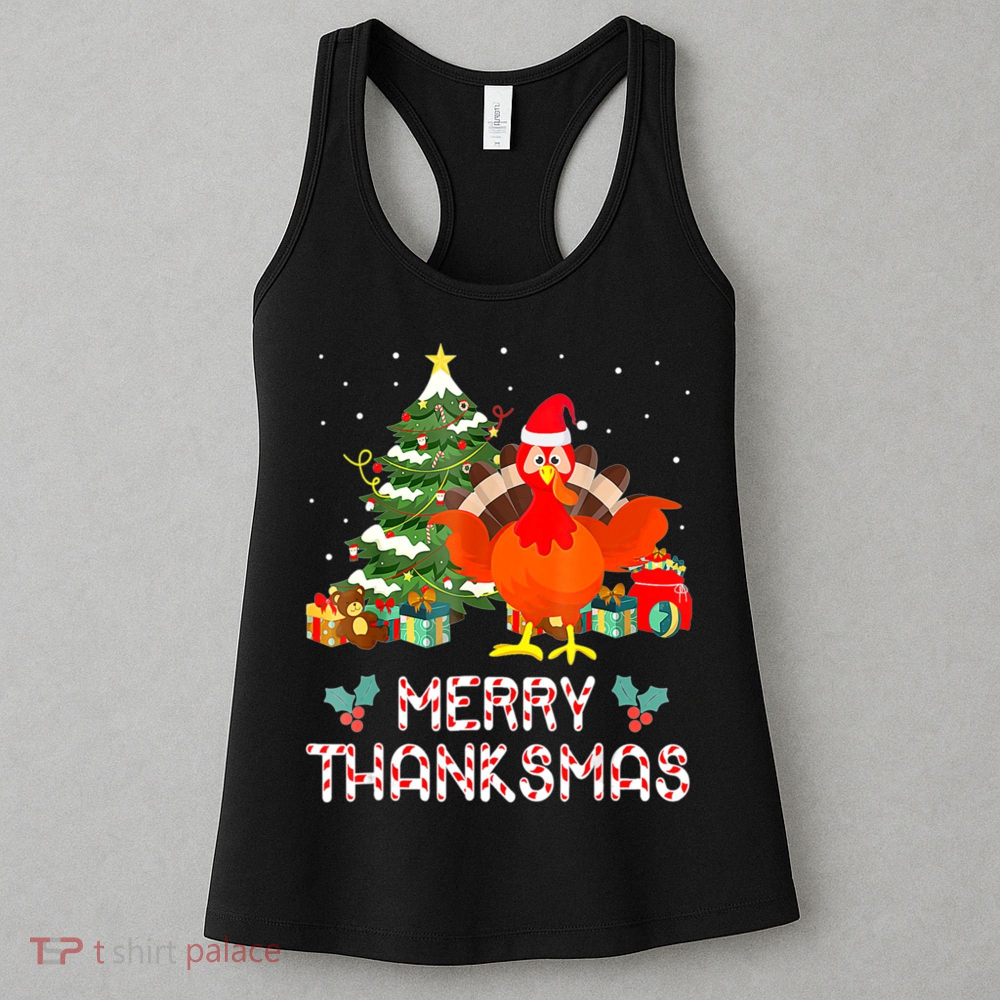 Turkey Santa Merry Thanksmas Christmas Thanksgiving Women's Tank Top