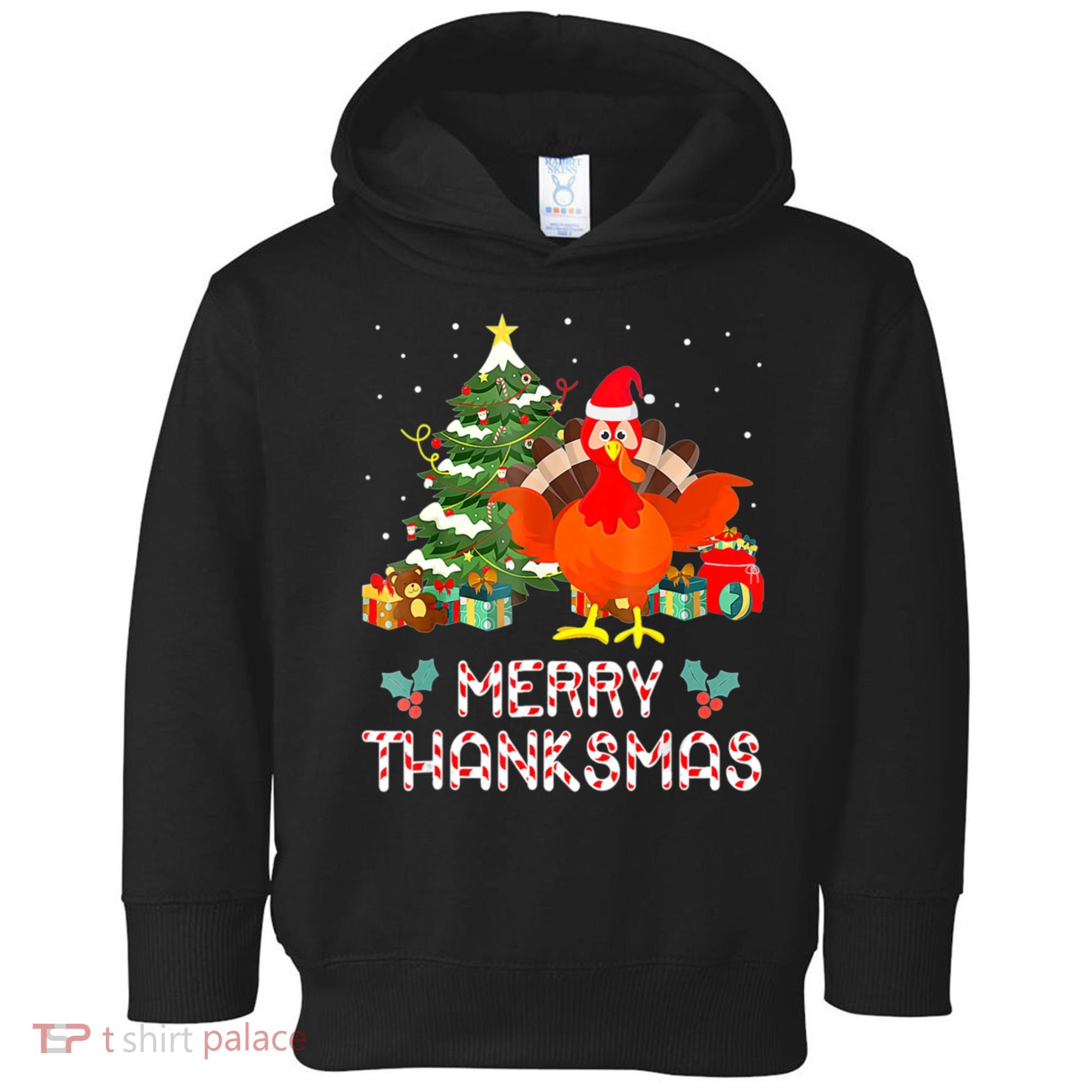 Turkey Santa Merry Thanksmas Christmas Thanksgiving Toddler Hoodie