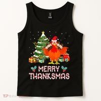 Turkey Santa Merry Thanksmas Christmas Thanksgiving Tank Top thumb 2