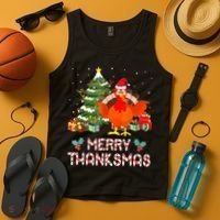 Turkey Santa Merry Thanksmas Christmas Thanksgiving Tank Top thumb 4