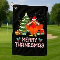 Turkey Santa Merry Thanksmas Christmas Thanksgiving Golf Towel thumb 1