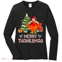 Turkey Santa Merry Thanksmas Christmas Thanksgiving Women's Long Sleeve Shirt thumb 0