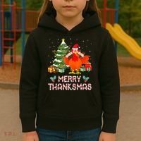 Turkey Santa Merry Thanksmas Christmas Thanksgiving Kids Hoodie thumb 3