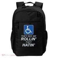 They See Me Rollin They Hatin Funny Wheelchair Graphic Backpack thumb 0