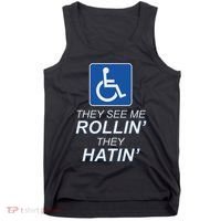 They See Me Rollin They Hatin Funny Wheelchair Graphic Tank Top thumb 0