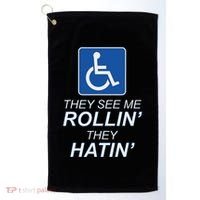 They See Me Rollin They Hatin Funny Wheelchair Graphic Golf Towel thumb 0