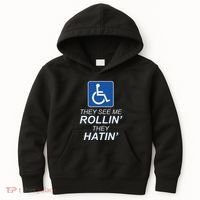 They See Me Rollin They Hatin Funny Wheelchair Graphic Kids Hoodie thumb 0