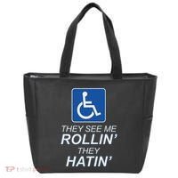 They See Me Rollin They Hatin Funny Wheelchair Graphic Tote Bag thumb 0