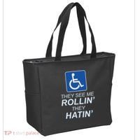 They See Me Rollin They Hatin Funny Wheelchair Graphic Tote Bag thumb 2