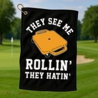 They See Me Rollin They Hatin 90s Scooter Funny Golf Towel thumb 1