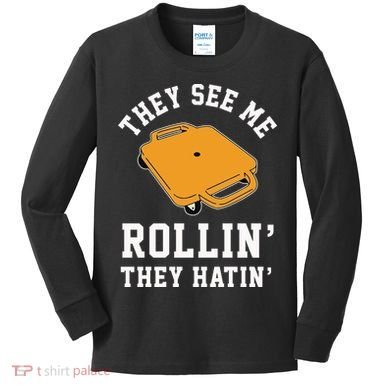 They See Me Rollin They Hatin 90s Scooter Funny Kids Long Sleeve Shirt