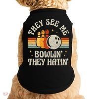 They See Me Bowlin They Hatin Retro Team Bowler Bowling 60s 70s Doggie Tank thumb 0