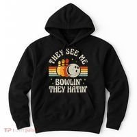 They See Me Bowlin They Hatin Retro Team Bowler Bowling 60s 70s Hoodie thumb 0