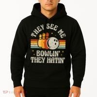 They See Me Bowlin They Hatin Retro Team Bowler Bowling 60s 70s Hoodie thumb 2
