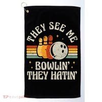 They See Me Bowlin They Hatin Retro Team Bowler Bowling 60s 70s Golf Towel thumb 0